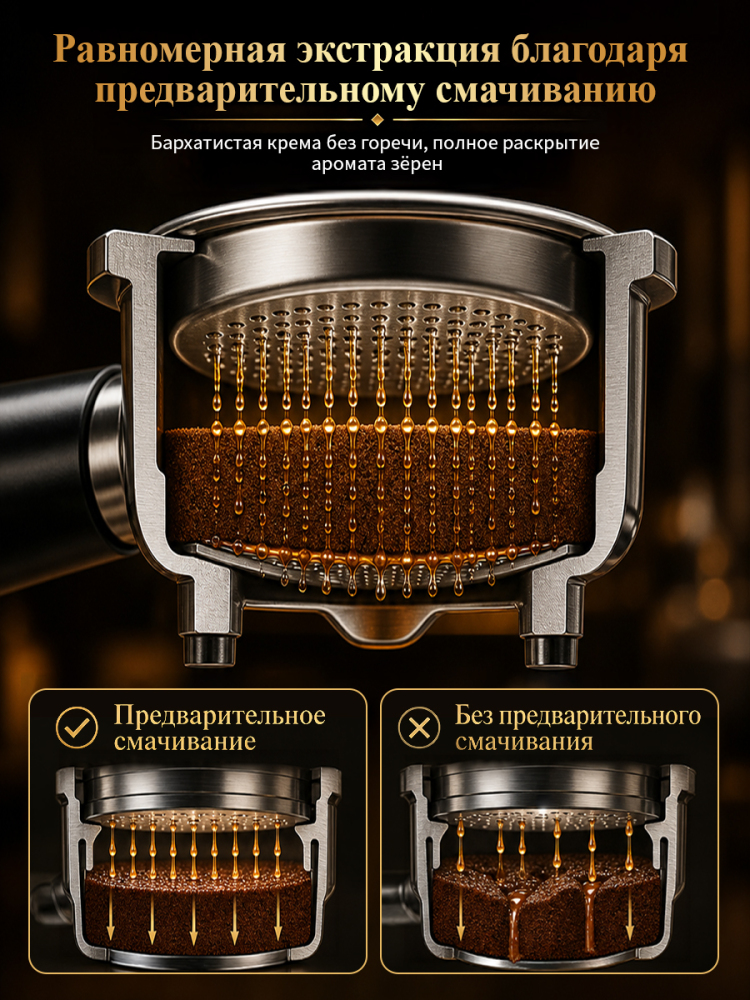 Автоматическая эспрессо-кофемашина, мощность 1800 Вт, давление 20 бар. Автоматический капучинатор, сенсорный дисплей, точная экстракция при температуре 92 °C. Подходит для дома и офиса.