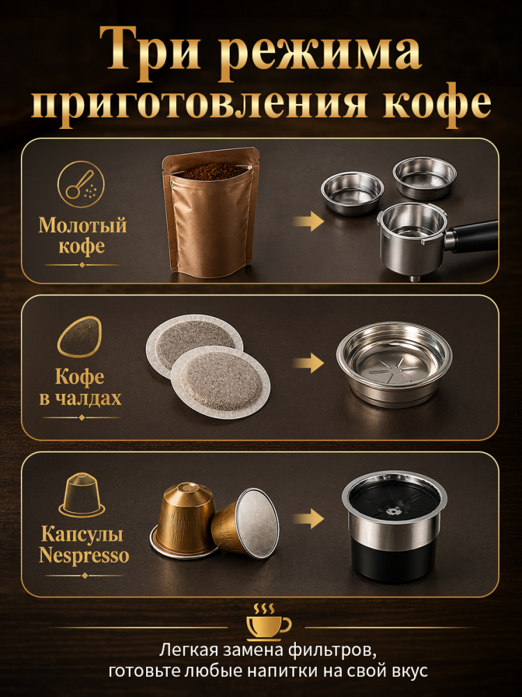 Автоматическая эспрессо-кофемашина, мощность 1800 Вт, давление 20 бар. Автоматический капучинатор, сенсорный дисплей, точная экстракция при температуре 92 °C. Подходит для дома и офиса.