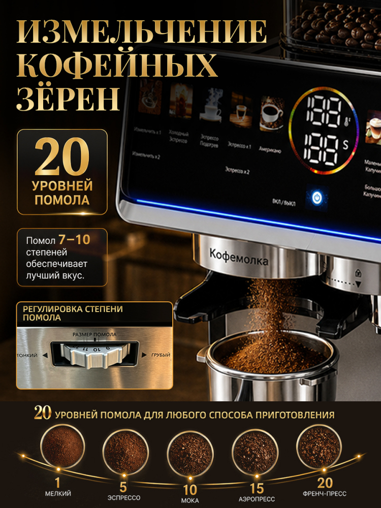 Кофемашина автоматическая зерновая с капучинатором