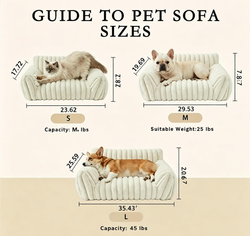 Cat Couch for Indoor Cats,Cute Cat Bed Cover Fully Removable and Machine Washable, Supportive Faux Rabbit Fur Cat Sofa with Non-Slip Base, Cat Friendly Couch