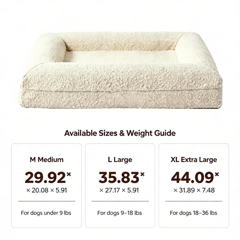 Luxury Boucle Memory Foam Dog Sofa Bed | Removable Washable Waterproof Pet Couch for All Dog Sizes