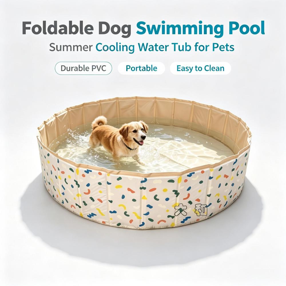 Foldable PVC Dog Swimming Pool, Collapsible Pet Bath Tub for Large Medium Small Dogs, Outdoor Portable Water Pool