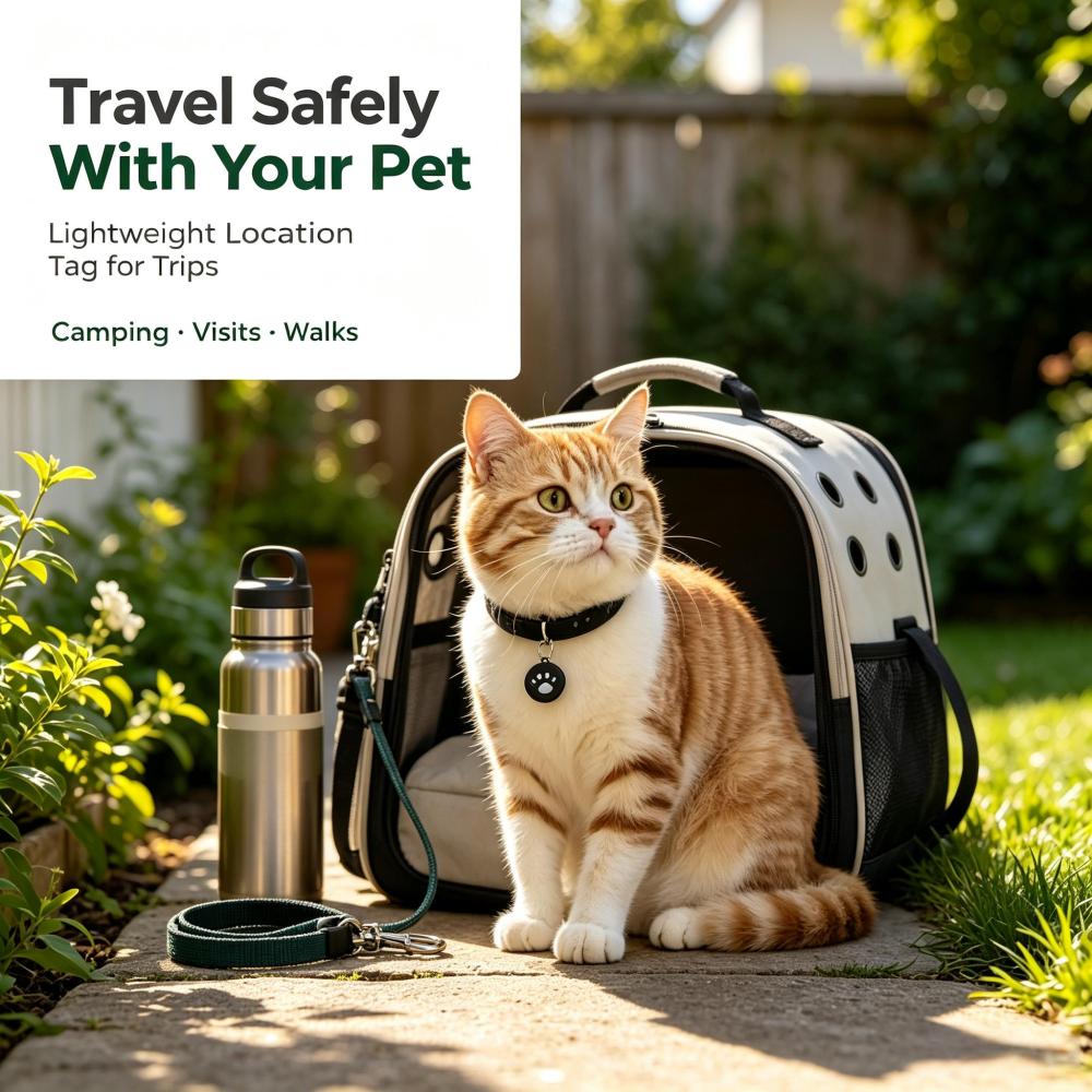 Adjustable Pet Collar Mini Location Tracker Works with iOS and Android Waterproof Anti-Lost Tag for Cats Small Dogs
