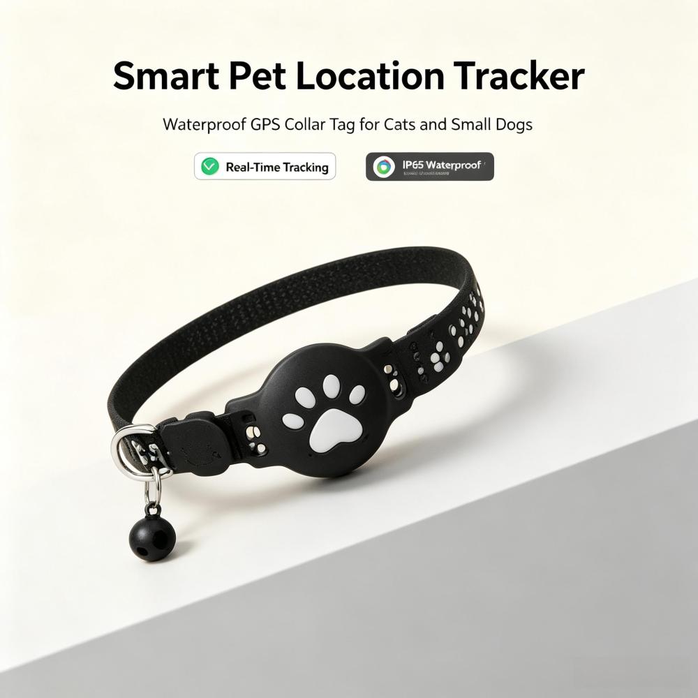 Adjustable Pet Collar Mini Location Tracker Works with iOS and Android Waterproof Anti-Lost Tag for Cats Small Dogs