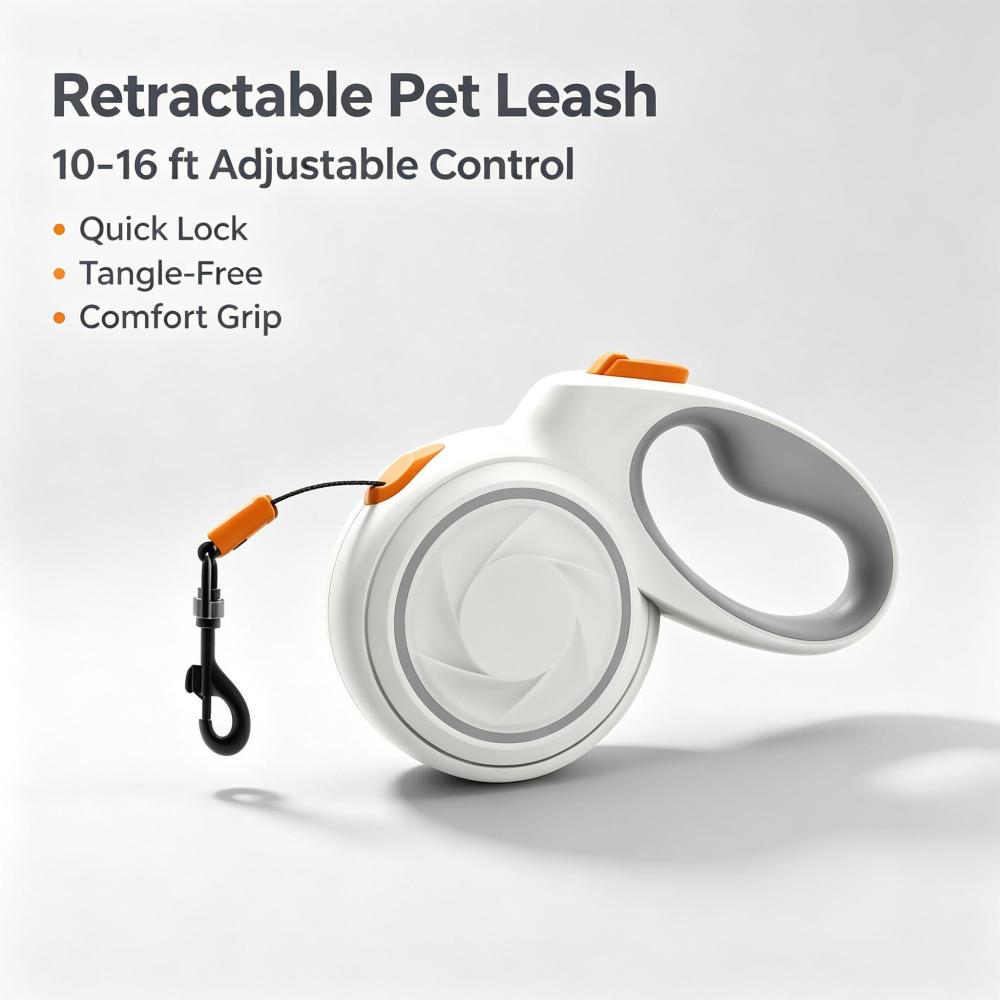 Retractable Dog Leash, 9.8–16.4 ft Tangle-Free Nylon Tape Retractable Pet Leash with One-Hand Quick Lock, Fits Small Medium Large Dogs Up to 110 lbs & Small Cats