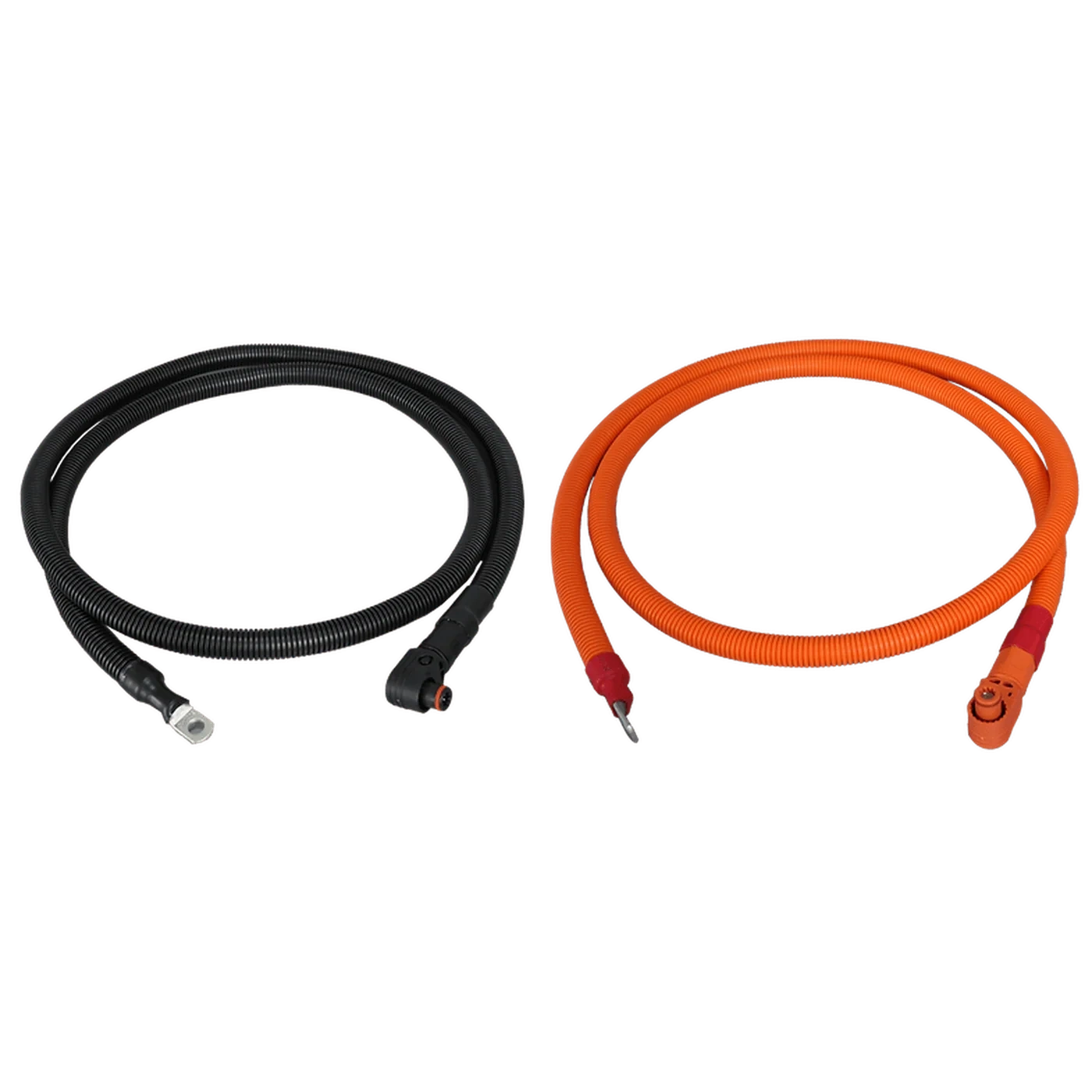 RUIXU 1/0 AWG Cable Set - 3/8" Ring Lug to 90° Pluggable Connector (Orange & Black)