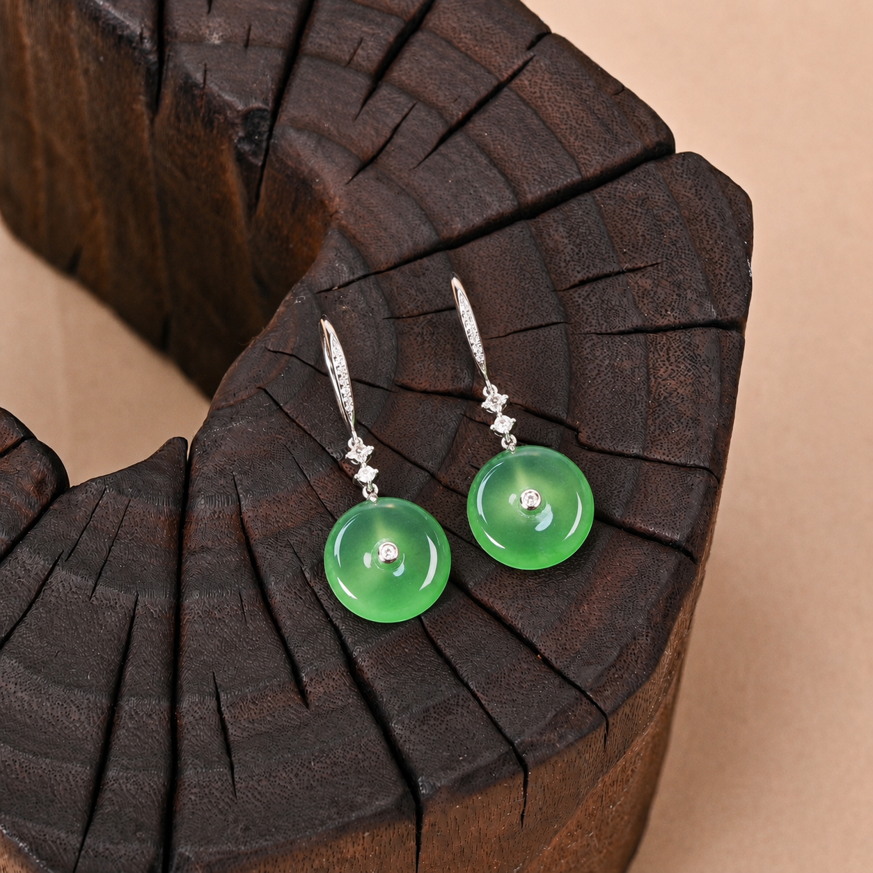 The Sunny Green "Halo" Jade Earrings