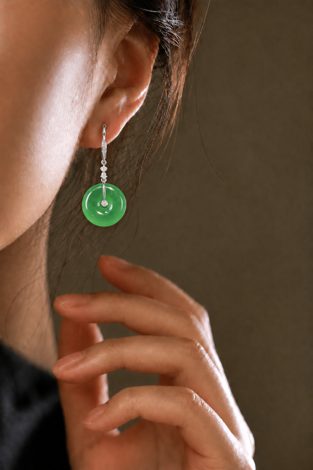 The Sunny Green "Halo" Jade Earrings