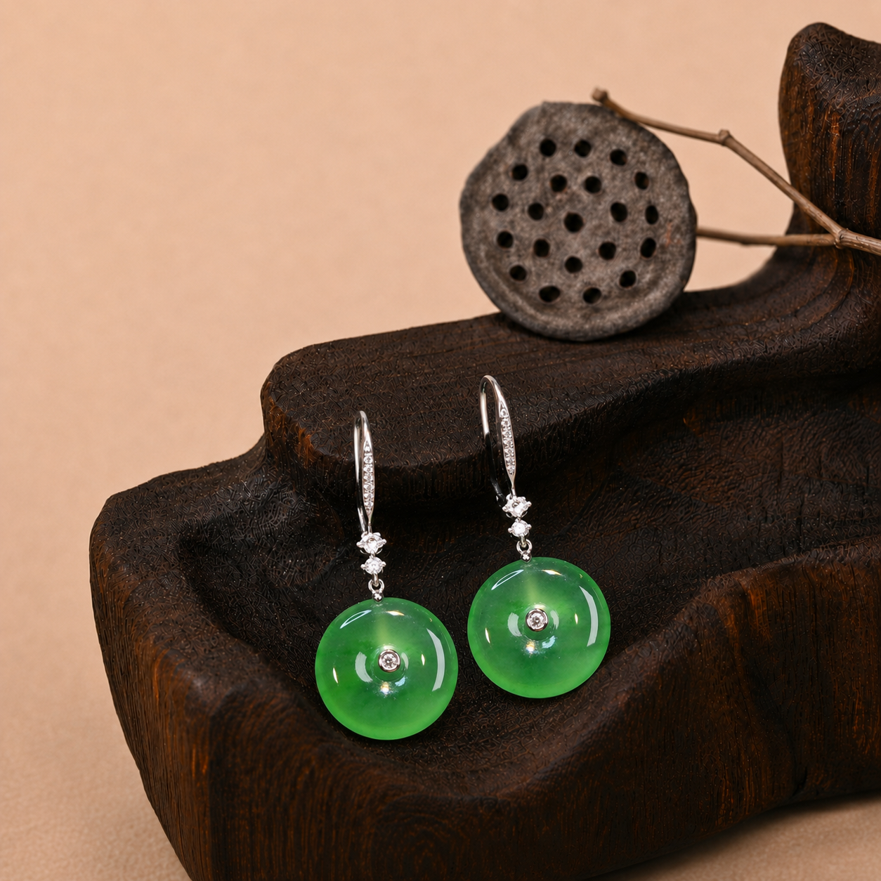 The Sunny Green "Halo" Jade Earrings