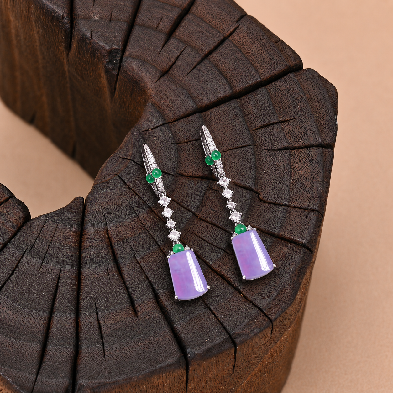 The "Linear Violet" Jade Earrings