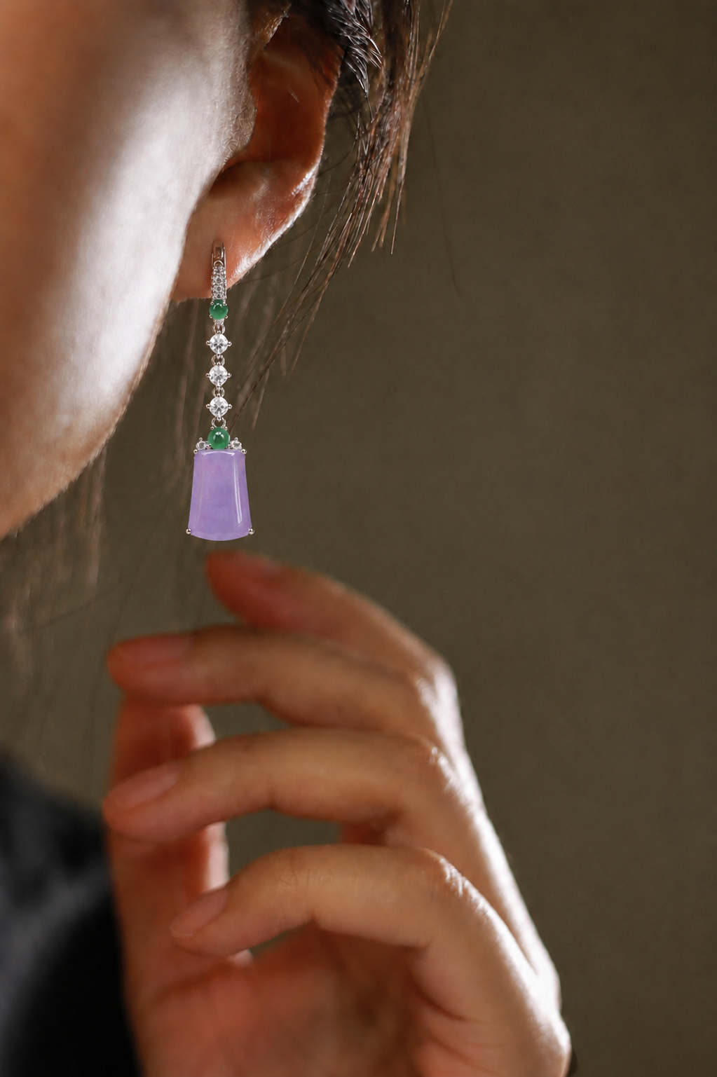 The "Linear Violet" Jade Earrings