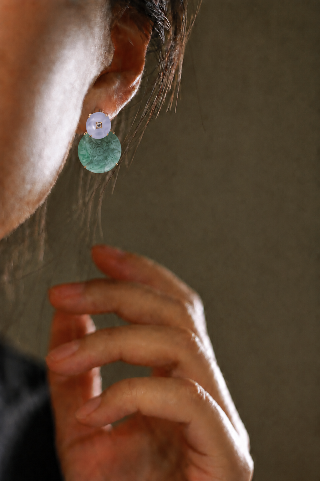 The "Overlap" Jade Studs