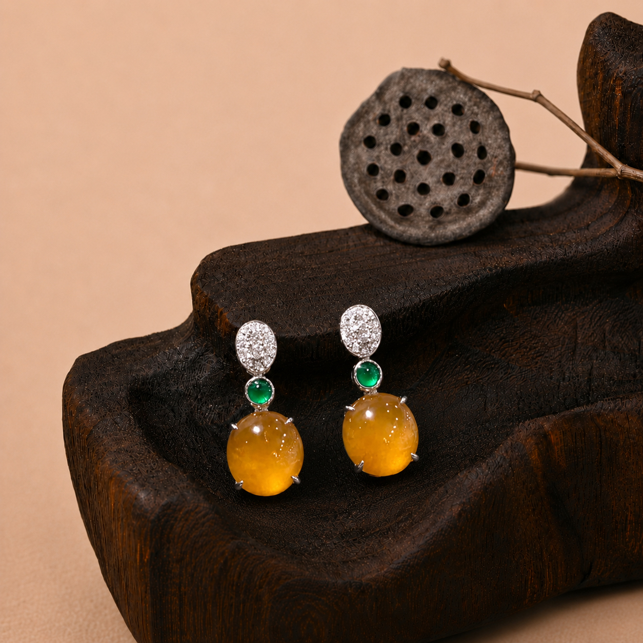 The "Amber" Jade Earrings