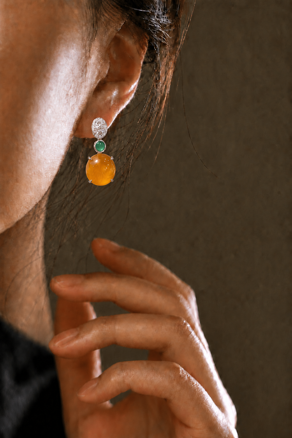 The "Amber" Jade Earrings