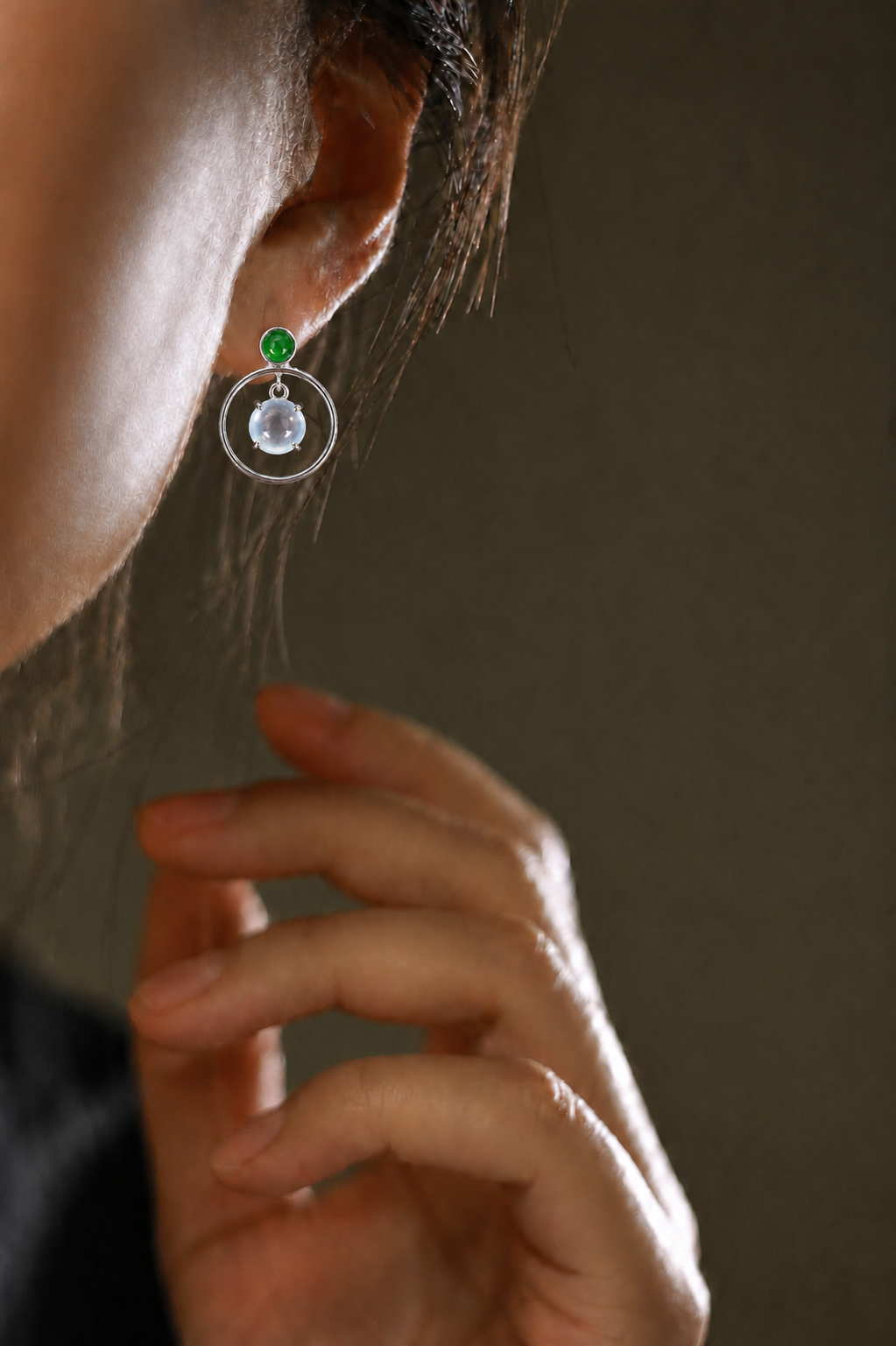 The "Floating" Jade Earrings
