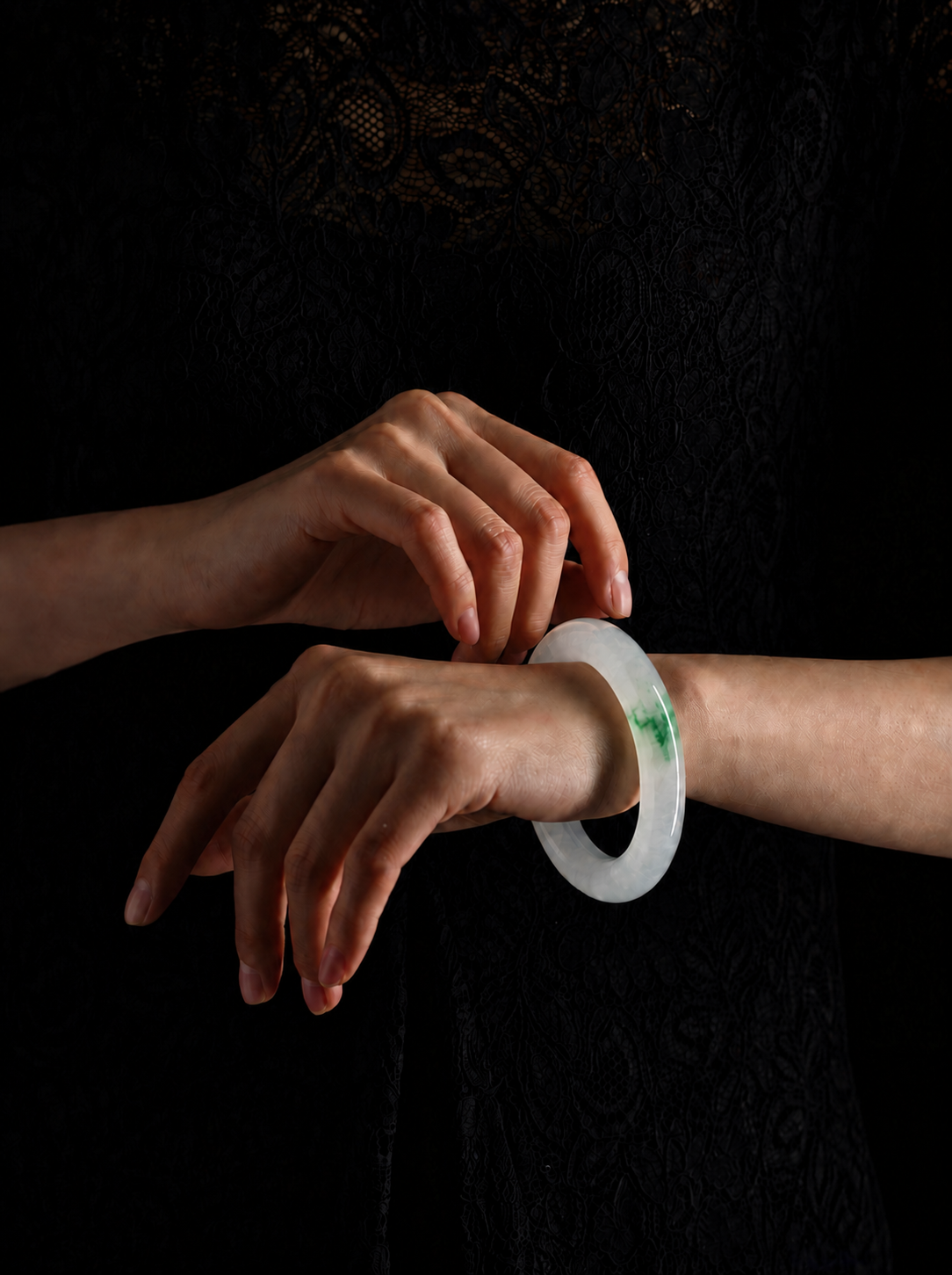 A Touch of Spring Mountain Jade Bangle