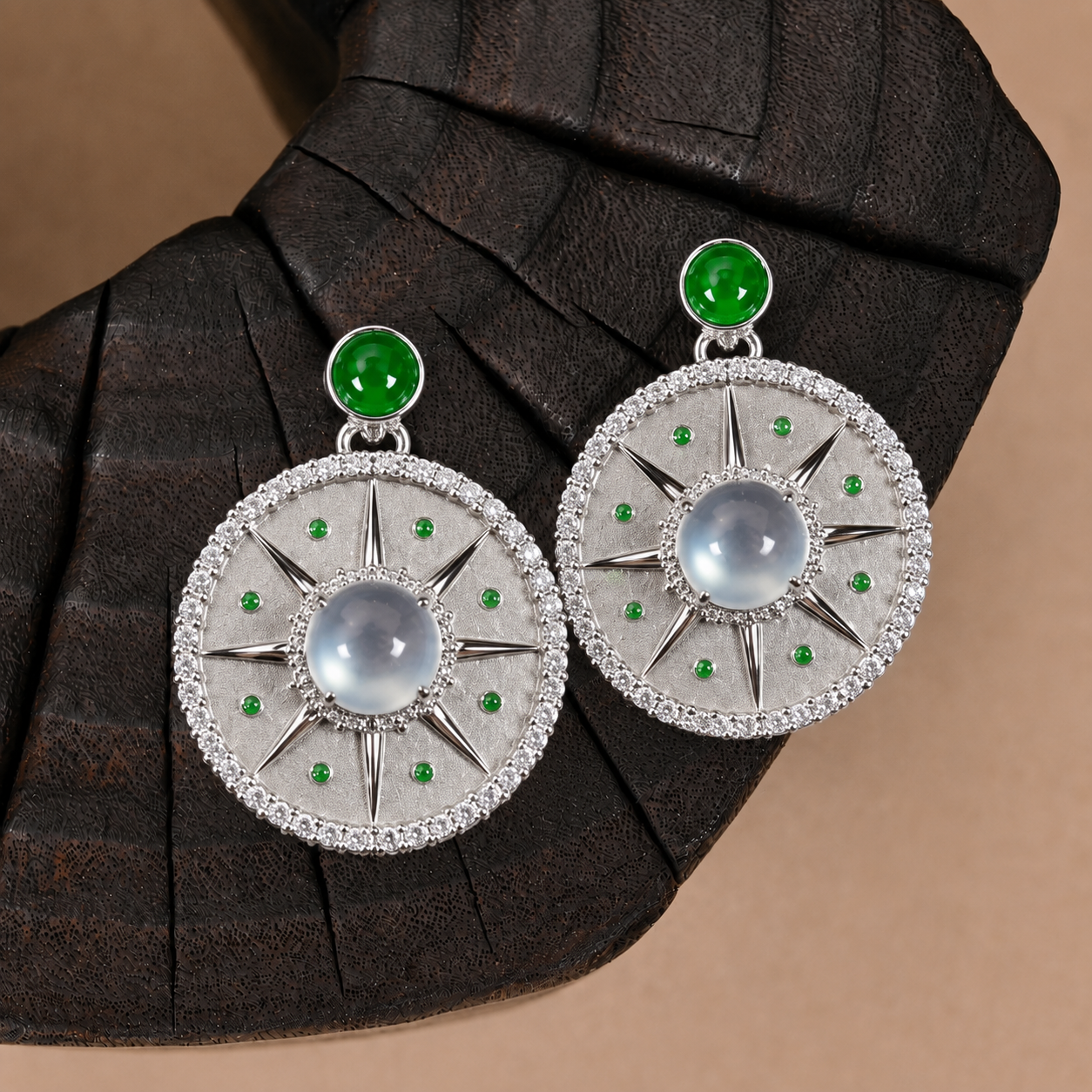 Sol Jade | Lavender & Green Jade Starburst Earrings