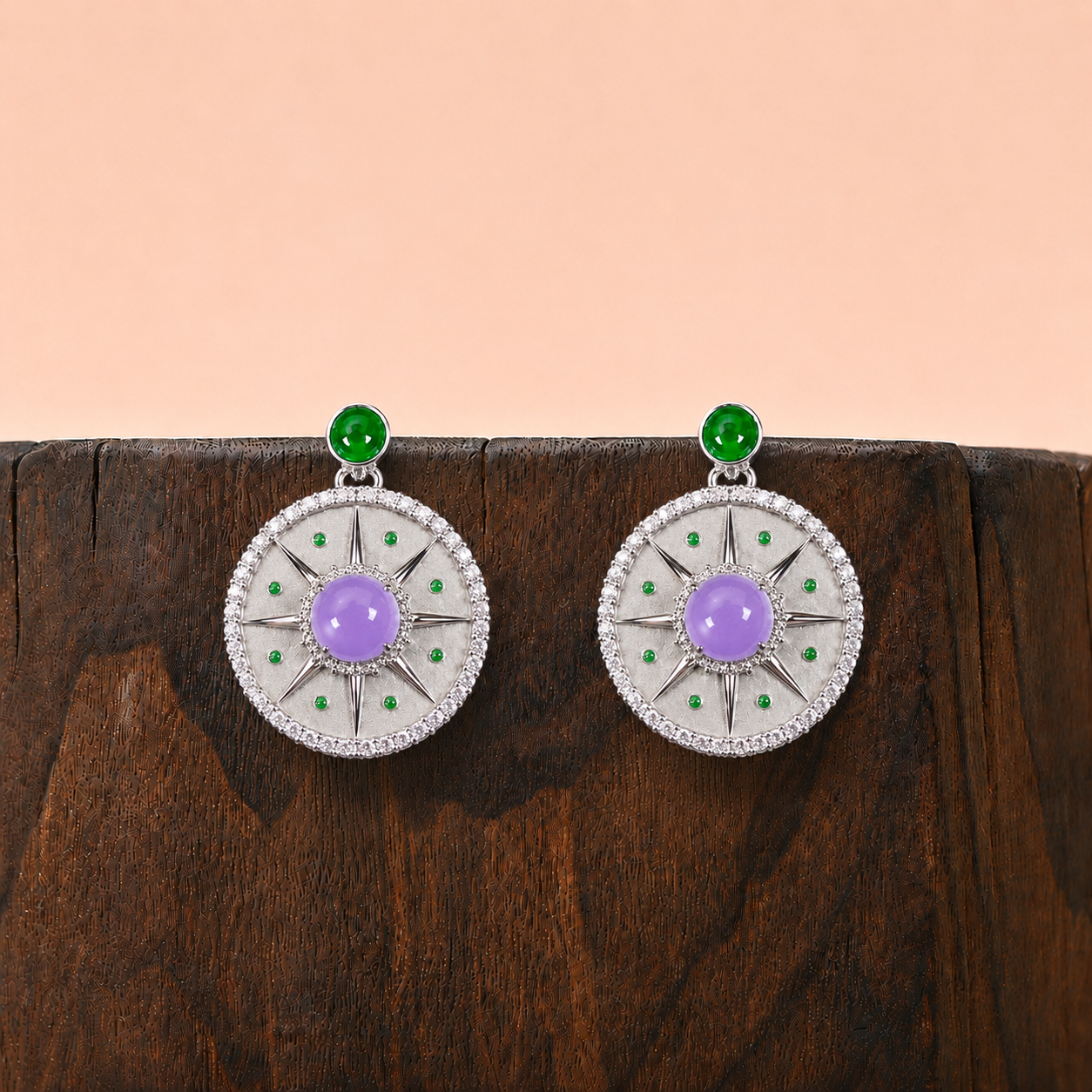 Sol Jade | Lavender & Green Jade Starburst Earrings