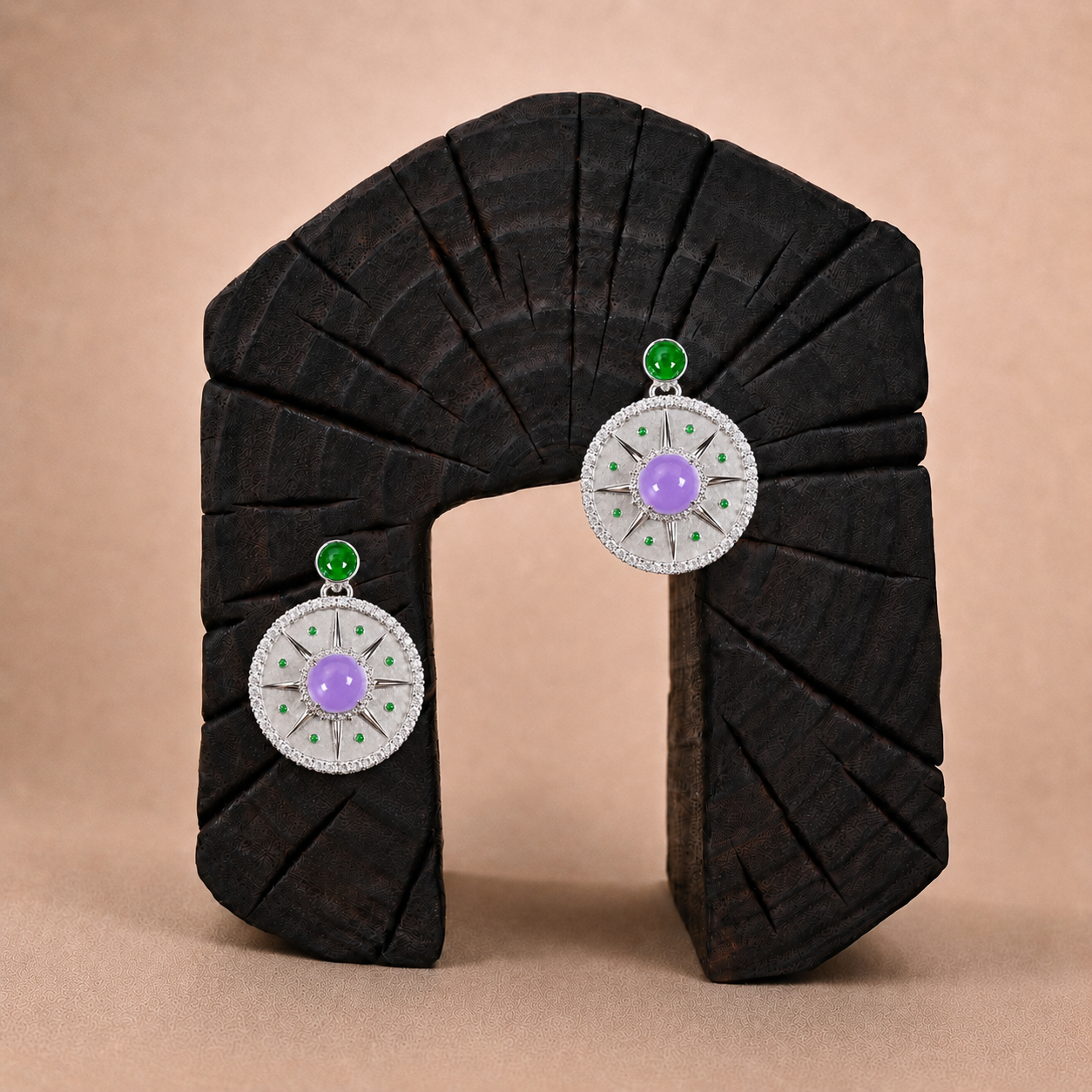 Sol Jade | Lavender & Green Jade Starburst Earrings