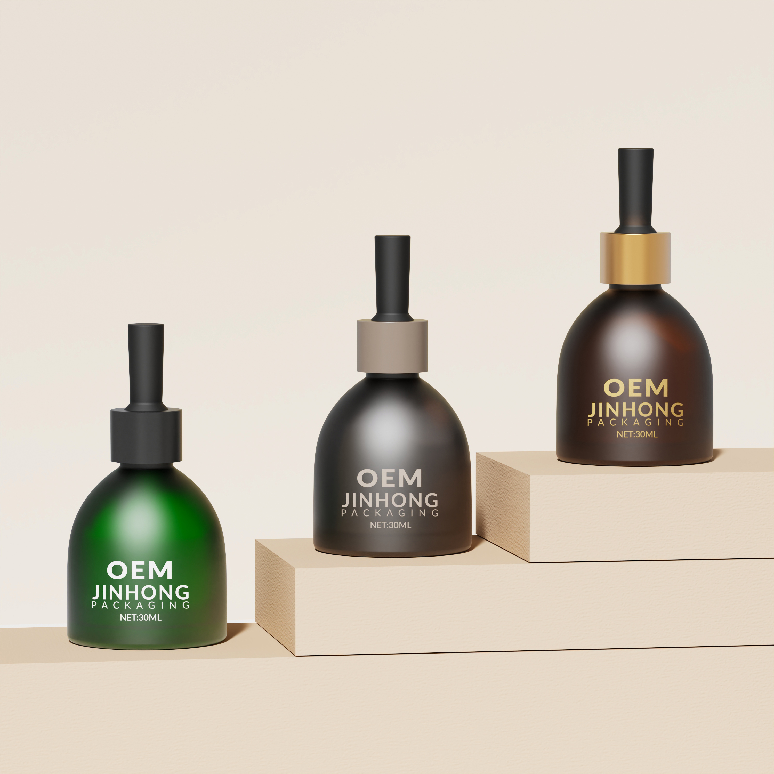 Custom 30ml Frosted Glass Dropper Bottle Manufacturer for Hair Oil & Skincare Packaging,Guangzhou Jinhong Packing Co., Ltd.,Custom Amber Green Glass Dropper Bottle for Hair Oil & Serum