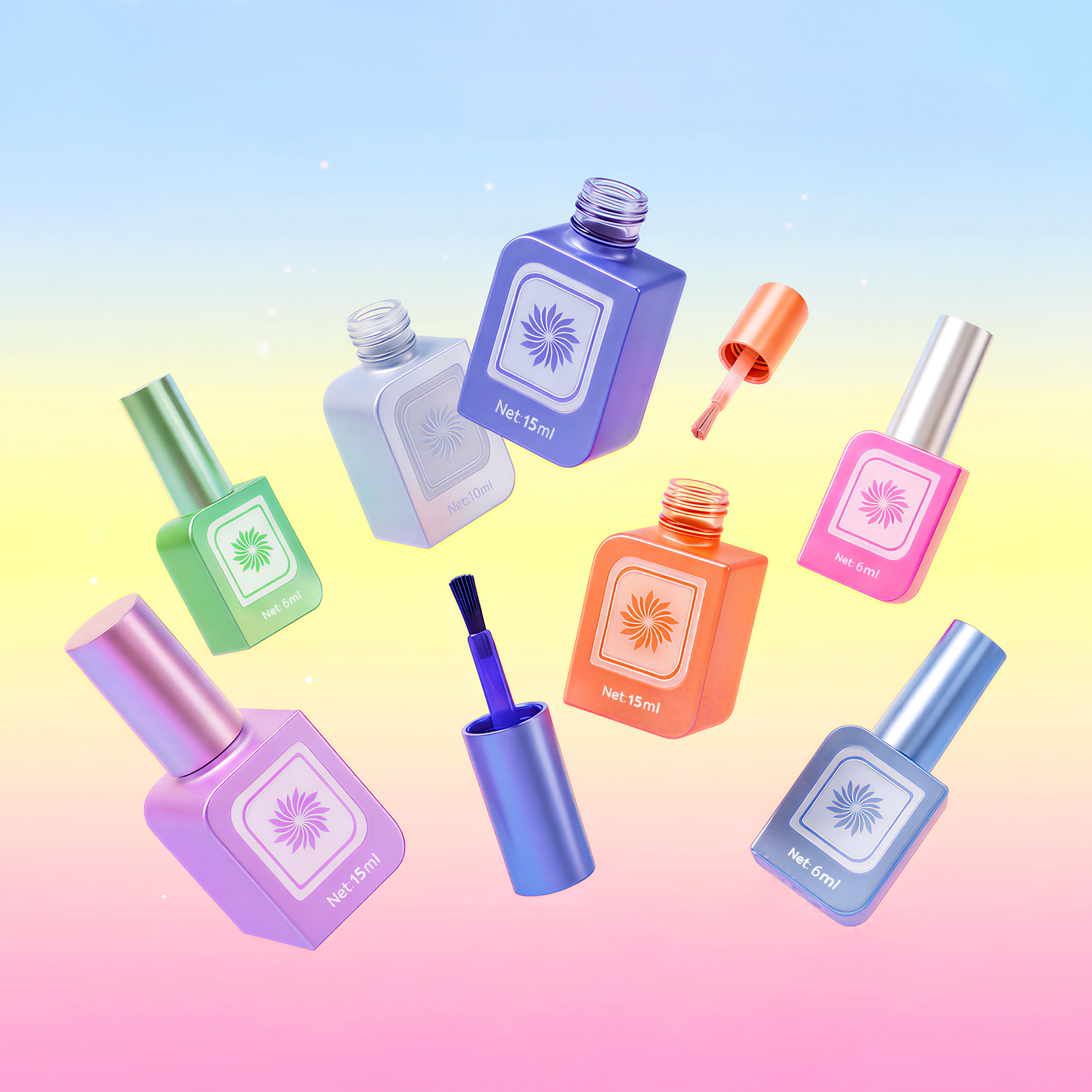 Colorful Square UV Gel Nail Polish Bottle Manufacturer,Guangzhou Jinhong Packing Co., Ltd.,Colorful Square UV Gel Nail Polish Bottle Manufacturer