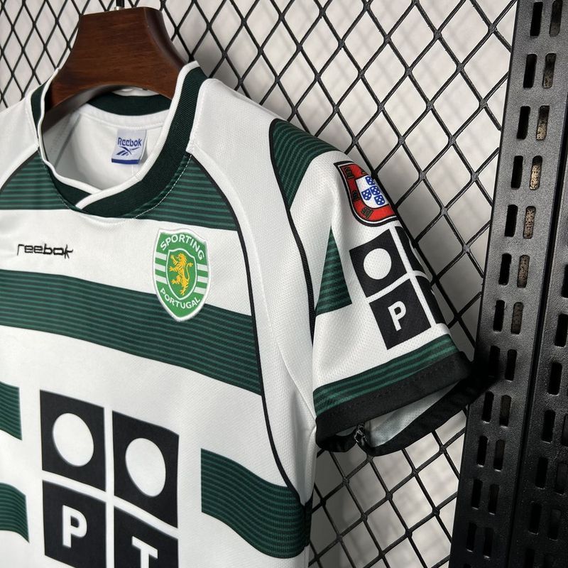 Sporting 01-03 Lisbon Home Retro Kid Kits Youth Apparels Football Jersey