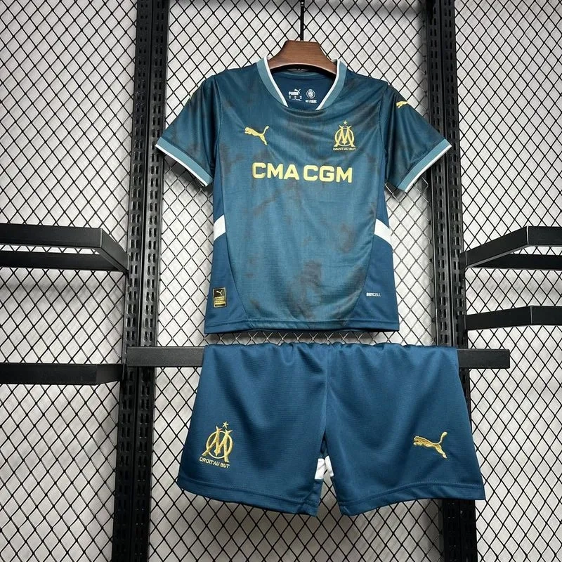 24-25 Marseilles Away Soccer Kids Kit Jersey+Shorts