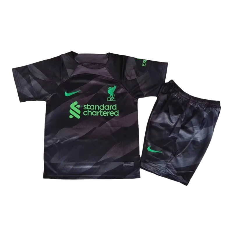 23-24 Kids Liverpool Goalkeeper Kit(Jersey+Shorts) Black