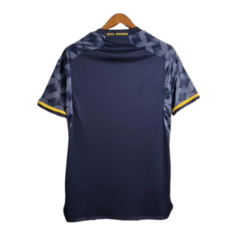 23-24 Real Madrid Away black blue white yellow Soccer Jersey