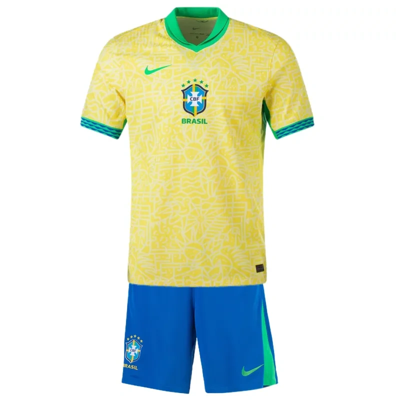 Kids Brazil Home Kit Copa America 2024 Youth Apparels