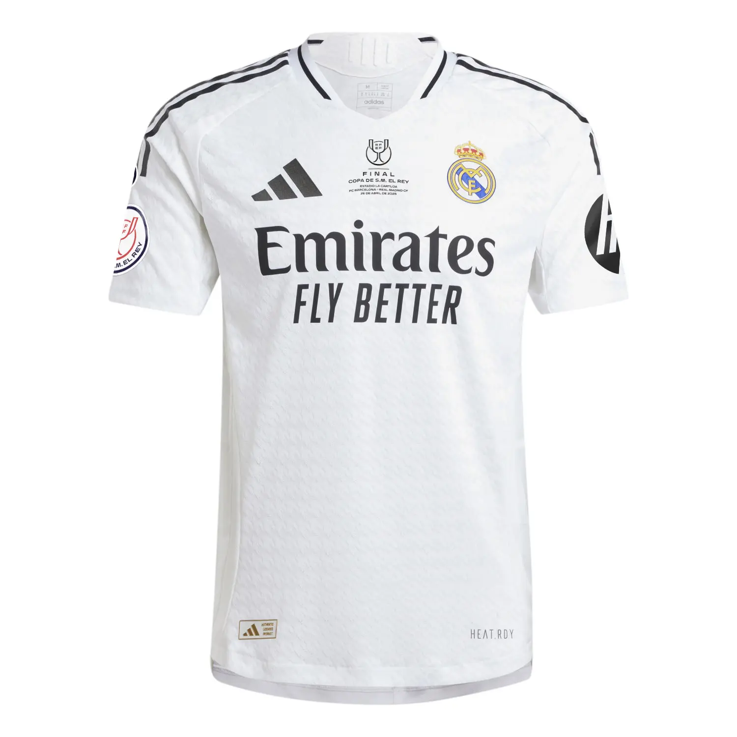 Real Madrid Mens Home Copa del Rey Final Shirt 24-25 White Player Version