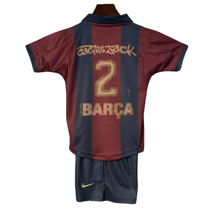 Kids Barcelona Travis Scott Soccer Kits 25-26