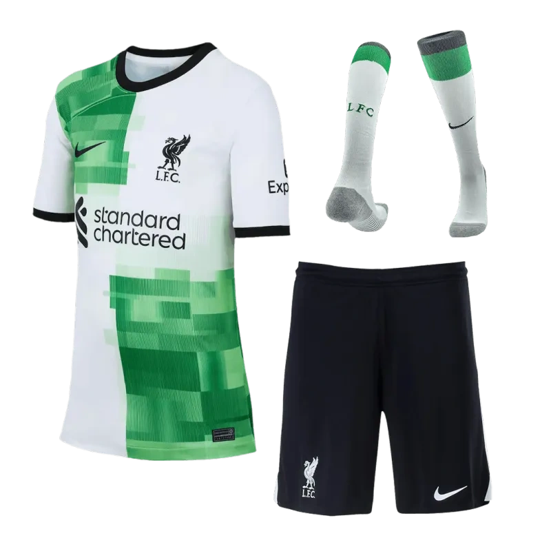 23-24 Kids Liverpool Away Whole Kit Jersey+Shorts+Socks