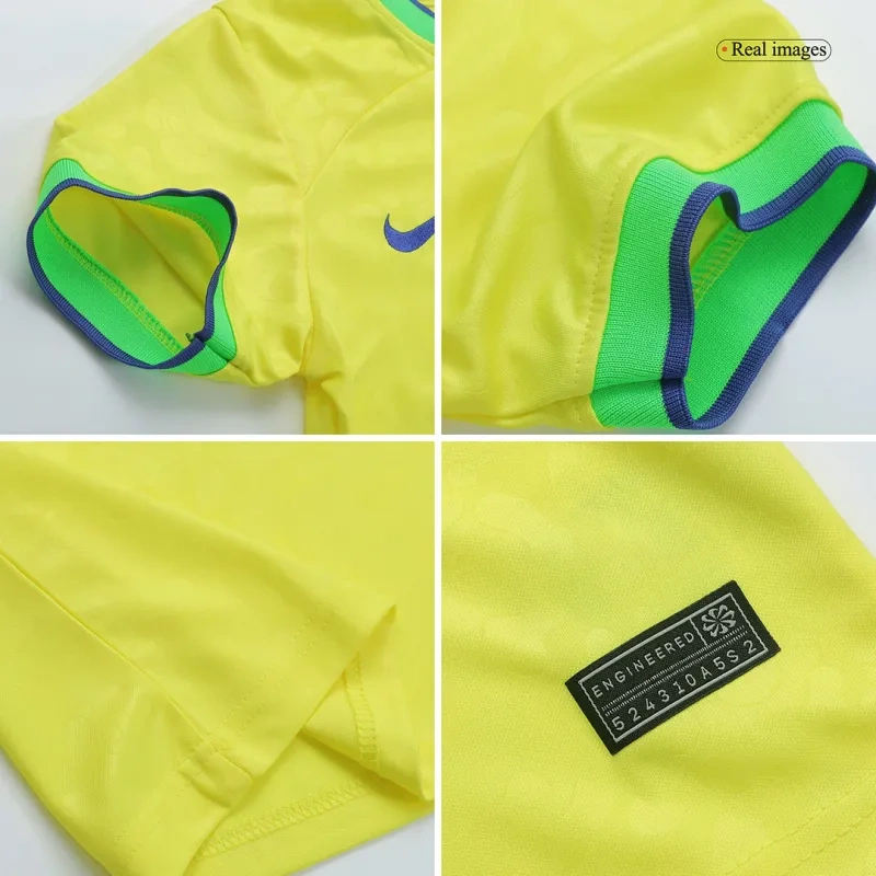 Brazil Kids Soccer Jersey Home Kit(Jersey+Shorts) World Cup 2022