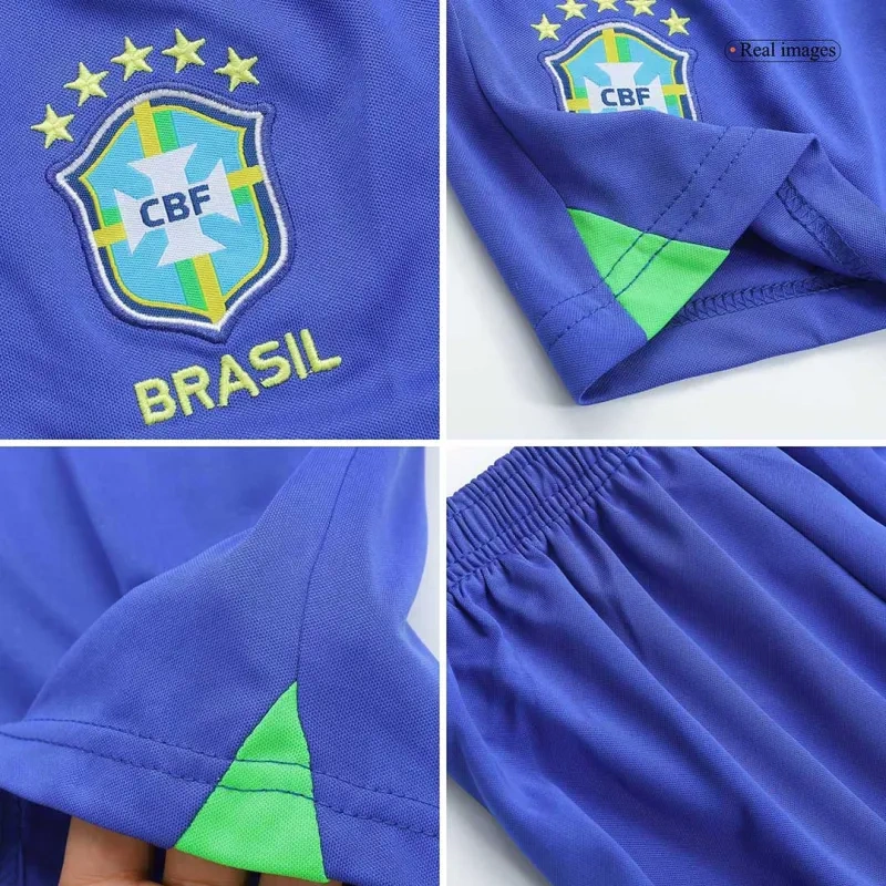 Brazil Kids Soccer Jersey Home Kit(Jersey+Shorts) World Cup 2022