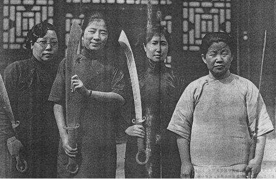 A group of women carrying the anti-Japanese saber