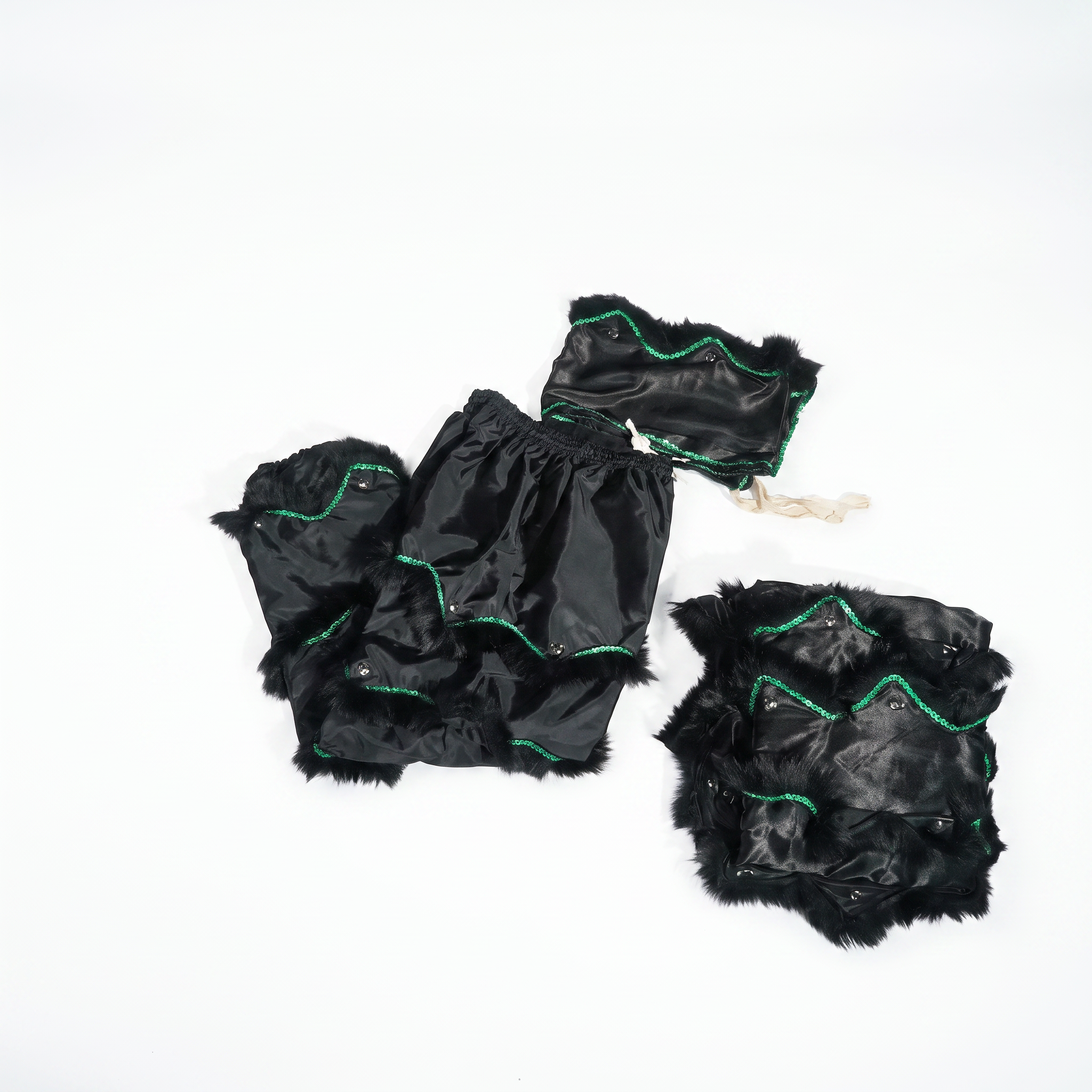 Lion Dance Costume - Traditional Zhang Fei, Black & Green