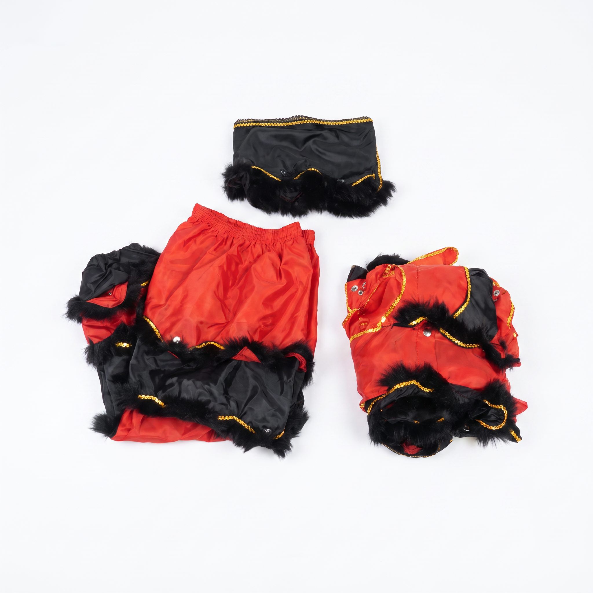Lion Dance Costume - Traditional Guan Yu, Black & Red