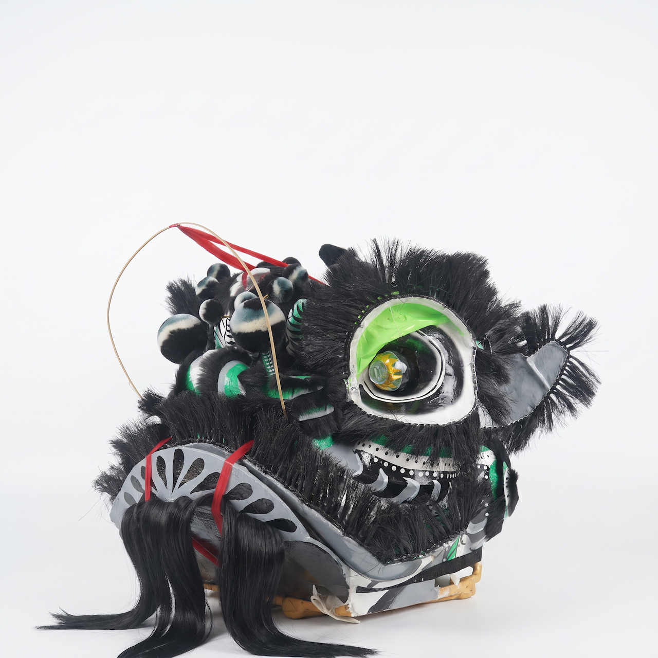 Lion Dance Costume - Traditional Zhang Fei, Black & Green