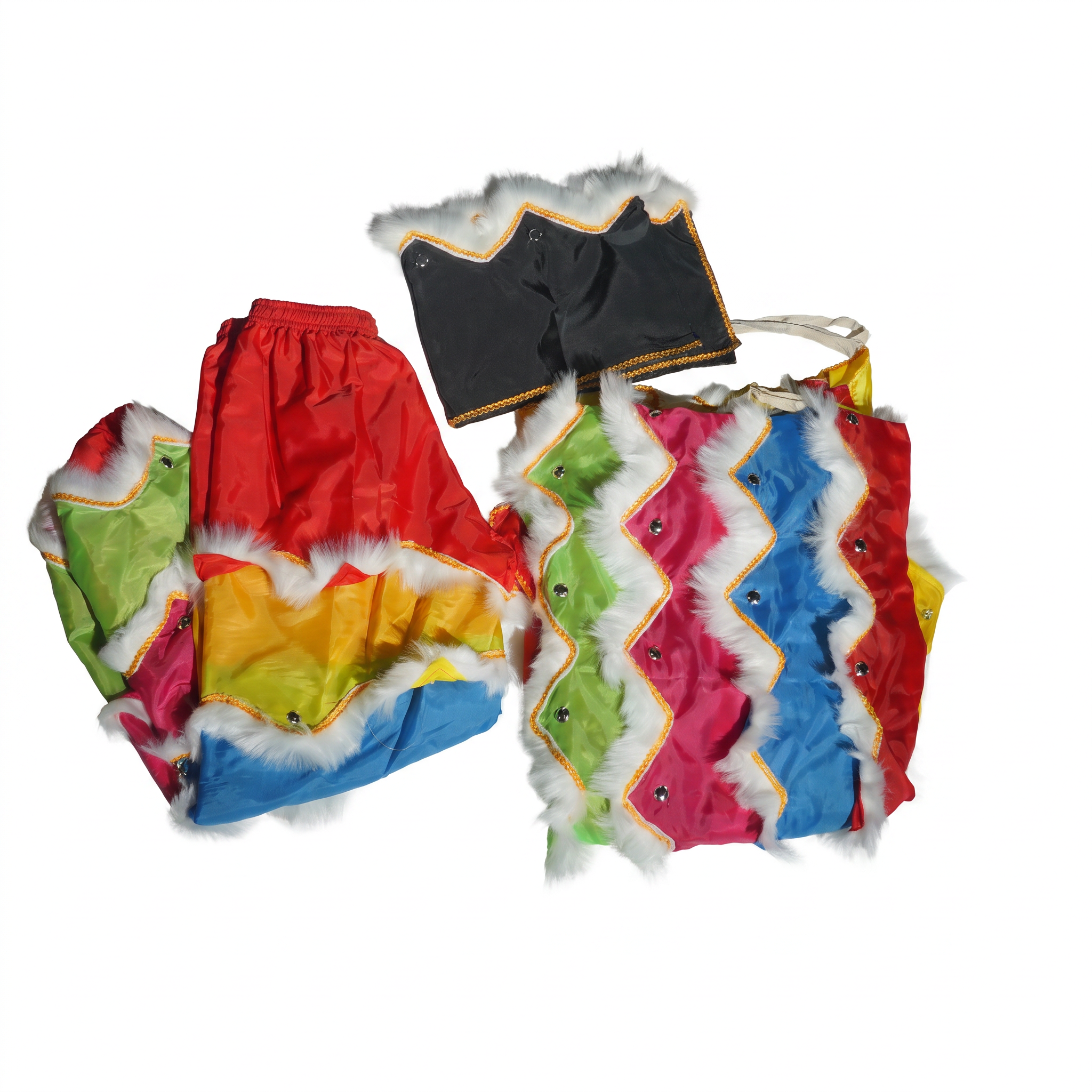 Lion Dance Costume - Traditional Liu Bei, Red & Yellow