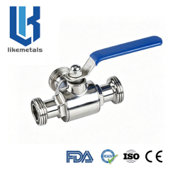 Three way thread ball valve