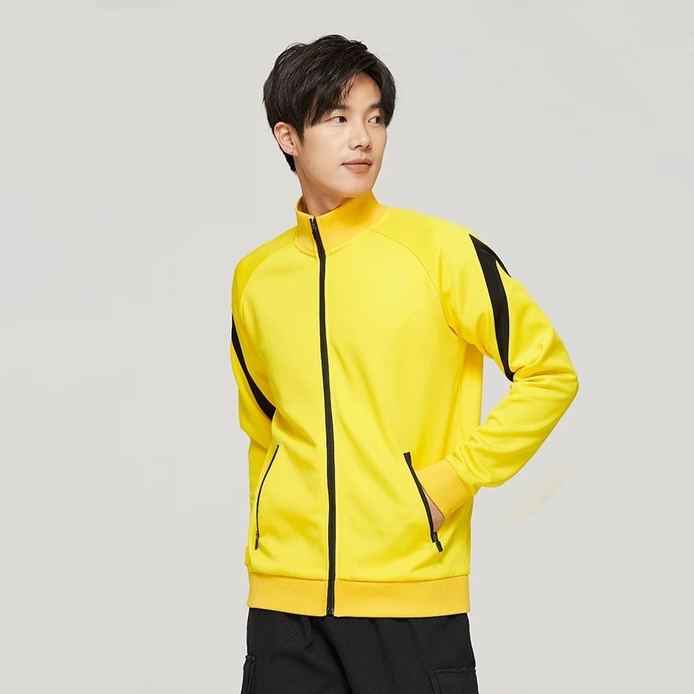 Yellow men's sports long zipper jacket