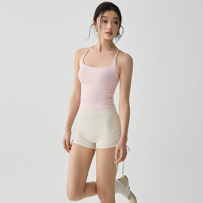 Pink women's sports vest can be worn externally