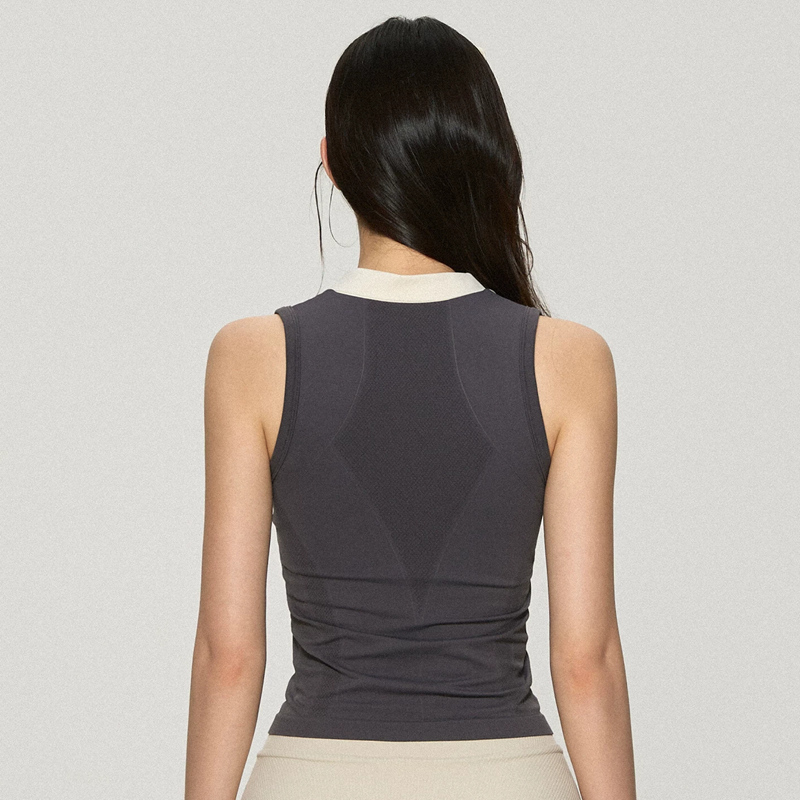Grey sleeveless women's sports vest can be worn externally