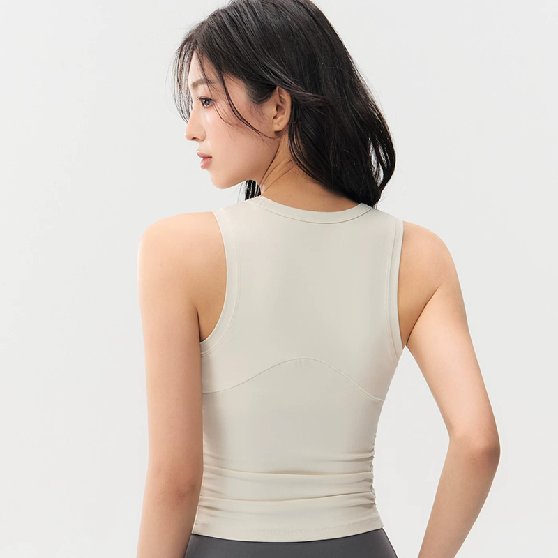 Grey sleeveless women's sports vest can be worn externally