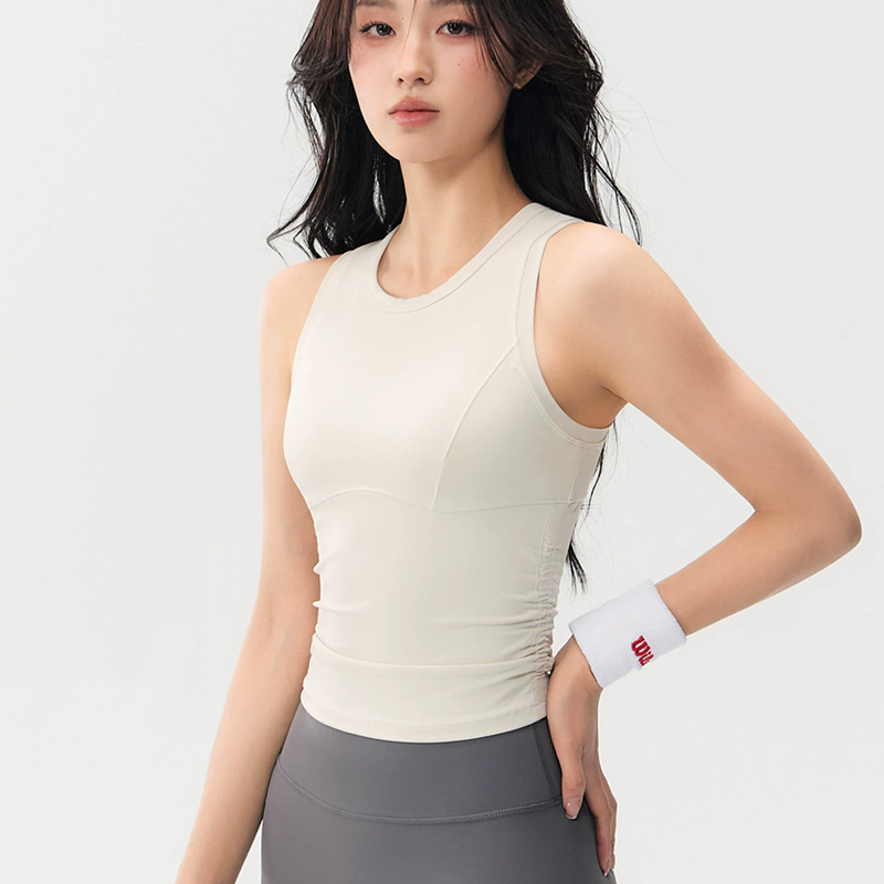 Grey sleeveless women's sports vest can be worn externally
