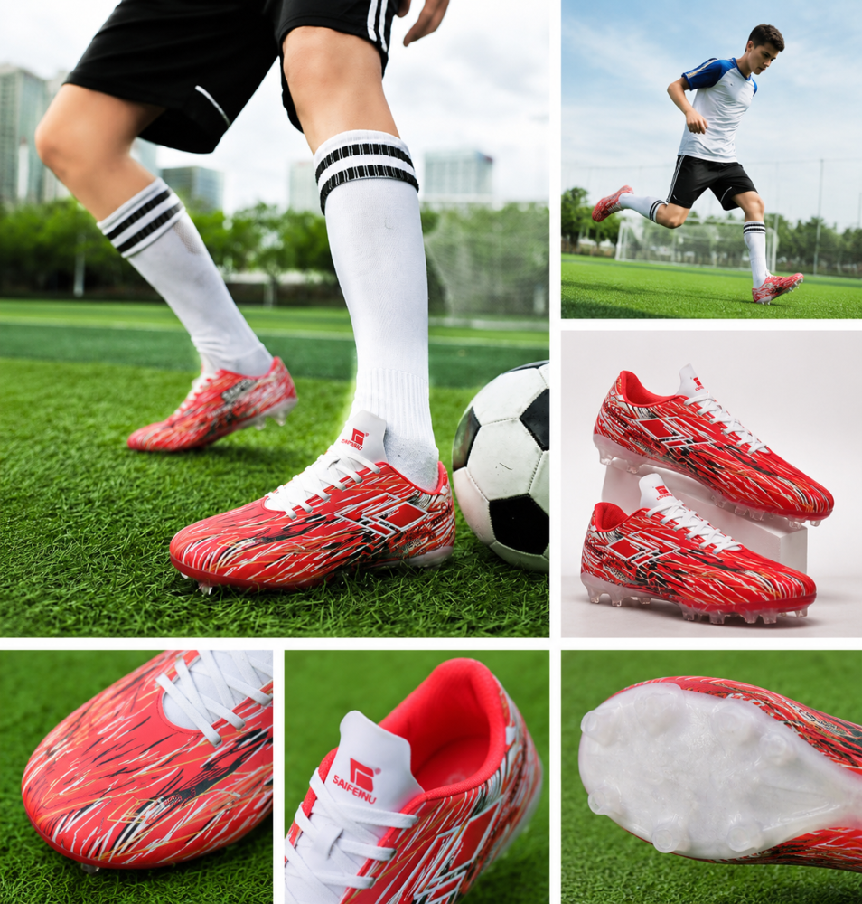 FG231202 SAIFEINU Mens Firm Ground Football Boots Anti Slip Outdoor Grass Pitch Training Boots