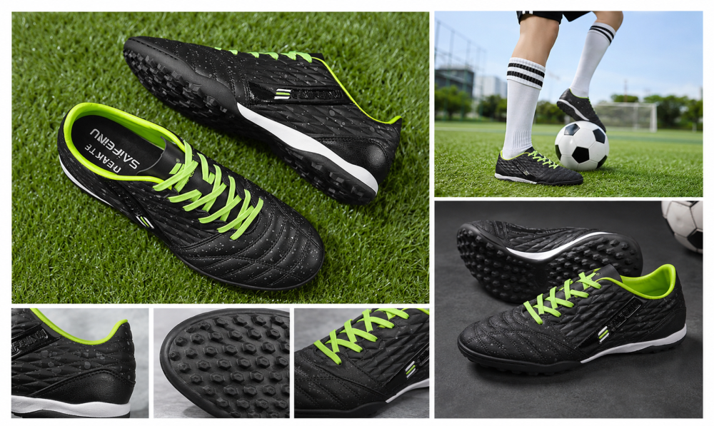 Bright All Blue Turf Football Shoes Lightweight Soft Durable Rubber Outsole Anti-Slip Trainers For Artificial Turf Men