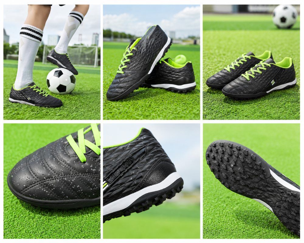 Bright All Blue Turf Football Shoes Lightweight Soft Durable Rubber Outsole Anti-Slip Trainers For Artificial Turf Men