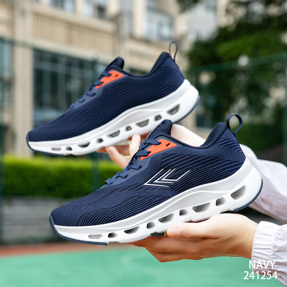 Black & Navy Blue Men’s Running Shoes Breathable Mesh Ultra Lightweight Cushion Hollow Out Sole Sports Trainers For Outdoor Walking Jogging